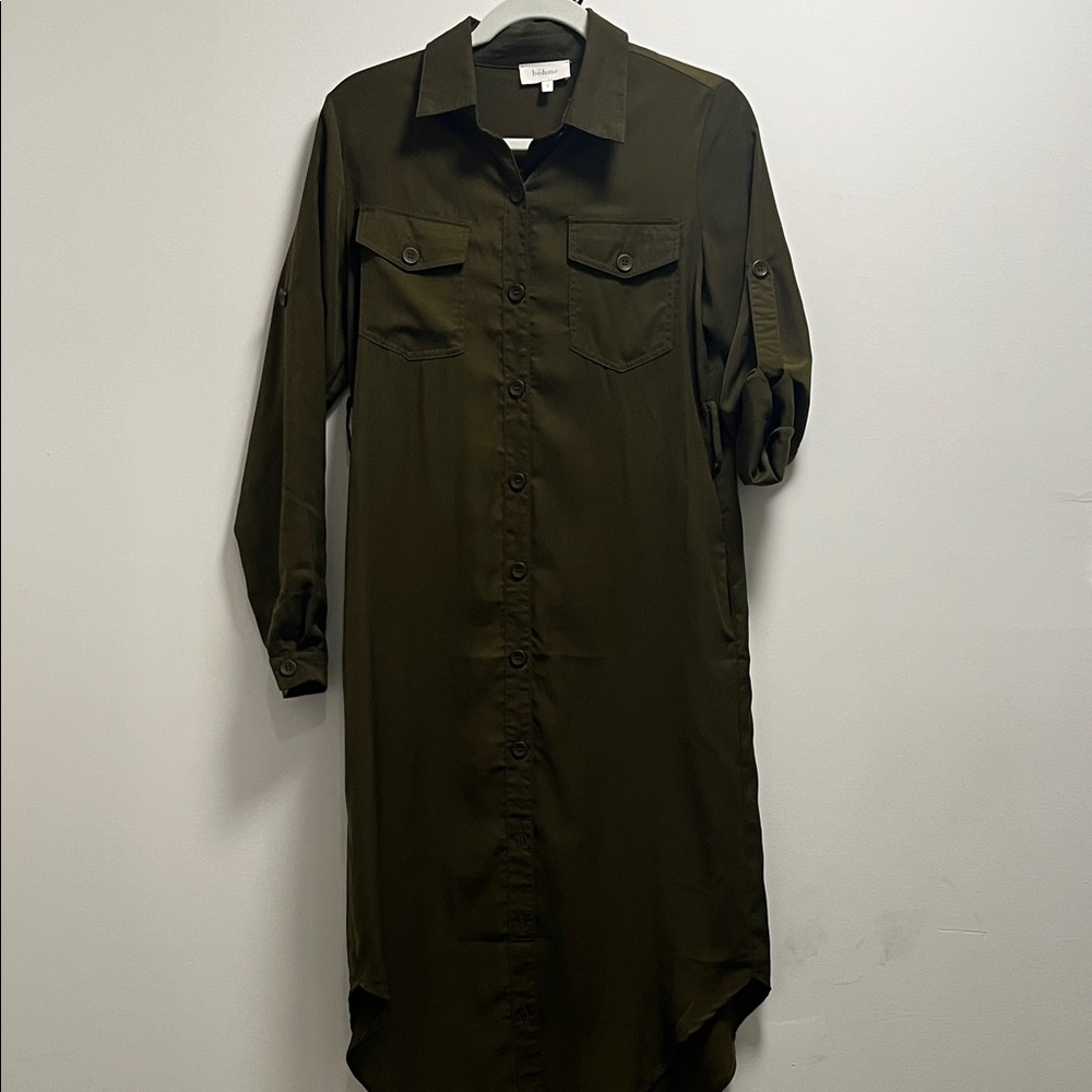 Boheme Dark Olive Long Sleeve Dress